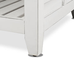 End Table, Solid Mindi Wood, Gray Top and White Base