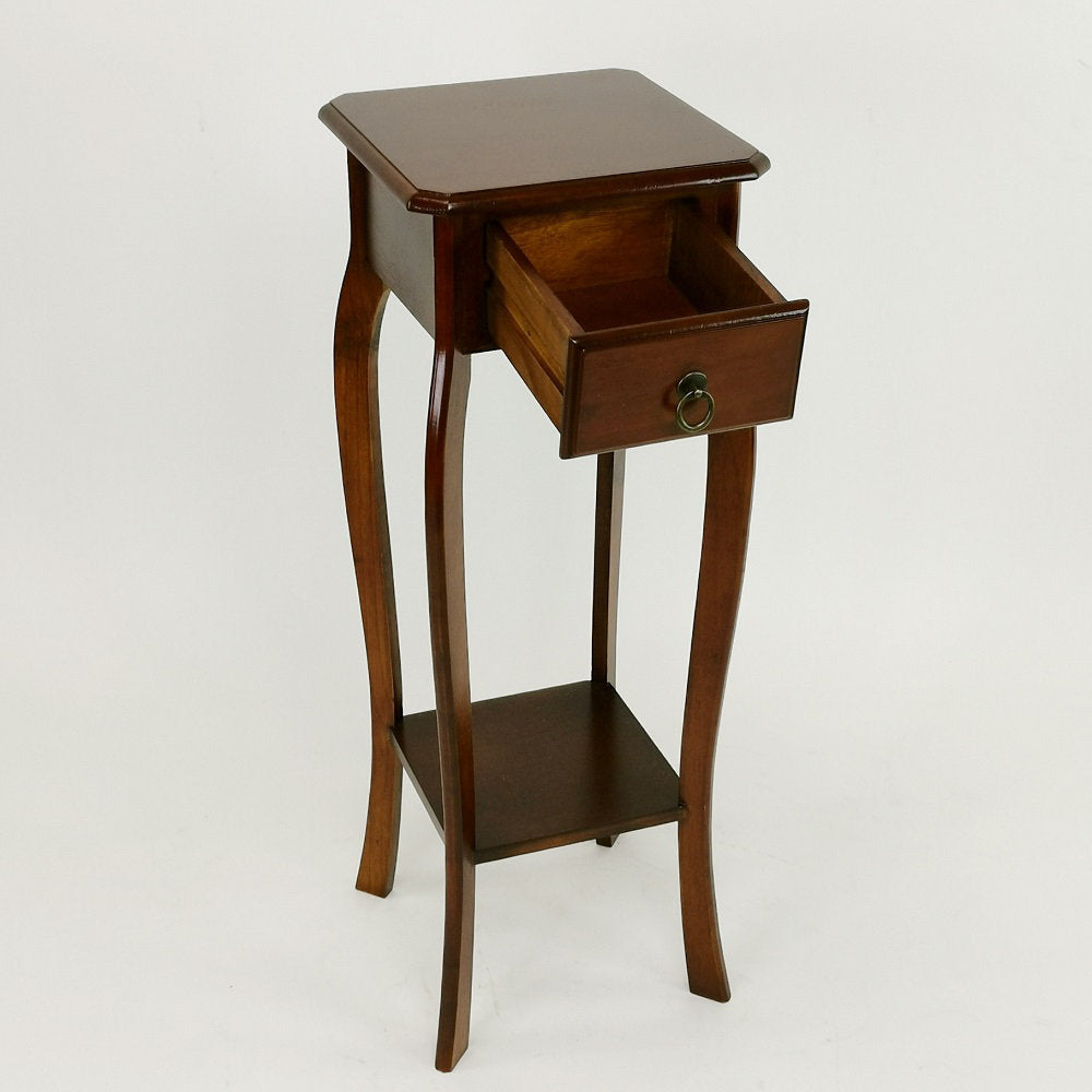 End Table, Solid Oak with Drawer and Shelf in Brown