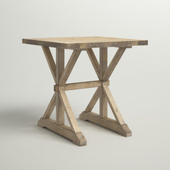 End Table, Solid Pine, Trestle Base, Distressed Light Brown