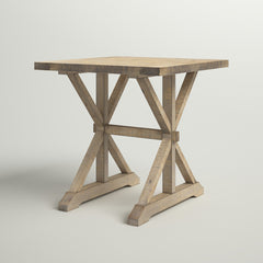 End Table, Solid Pine, Trestle Base, Distressed Light Brown