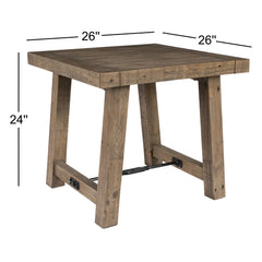 End Table, Solid Pine with Distressed Brown Finish