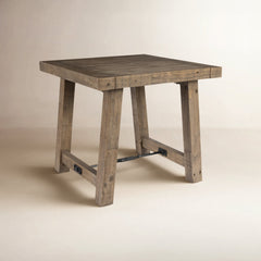 End Table, Solid Pine with Distressed Brown Finish