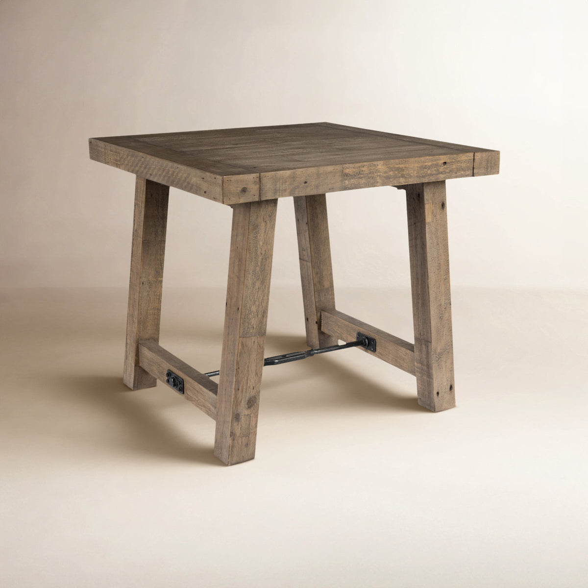 End Table, Solid Pine with Distressed Brown Finish