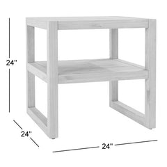 End Table, Solid Pine with Shelf, Natural