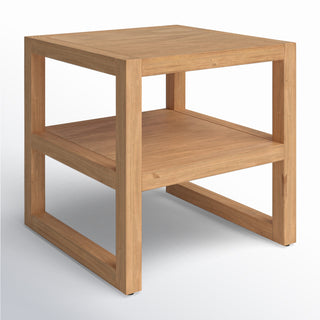 End Table, Solid Pine with Shelf, Natural