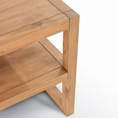 End Table, Solid Pine with Shelf, Natural