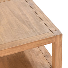 End Table, Solid Pine with Shelf, Natural