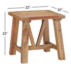 End Table, Solid Reclaimed Wood in Brown Rustic Finish