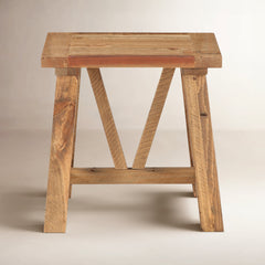 End Table, Solid Reclaimed Wood in Brown Rustic Finish