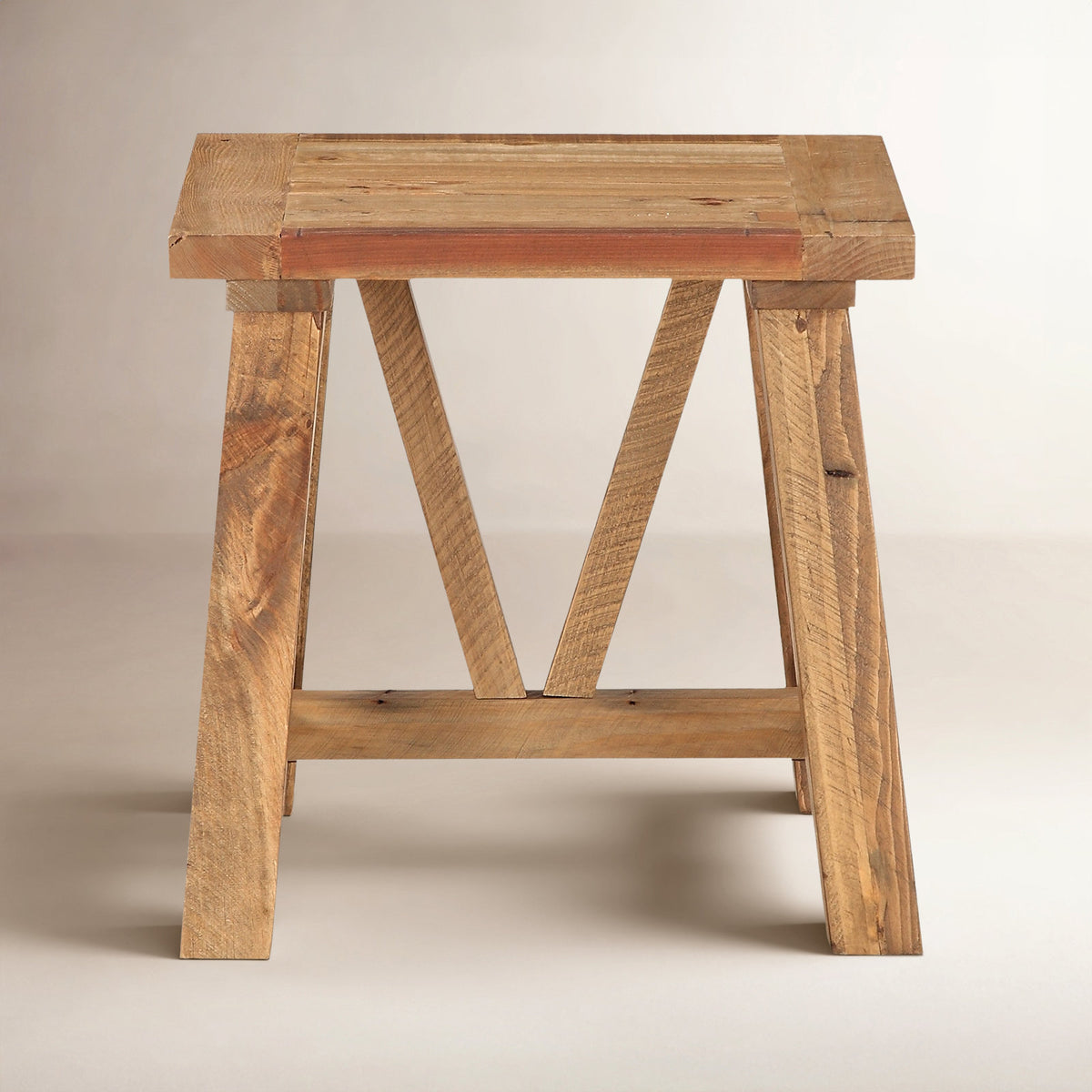 End Table, Solid Reclaimed Wood in Brown Rustic Finish