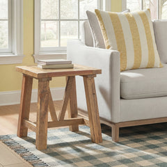 End Table, Solid Reclaimed Wood in Brown Rustic Finish