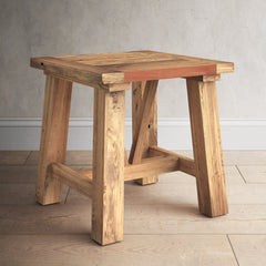 End Table, Solid Reclaimed Wood in Brown Rustic Finish