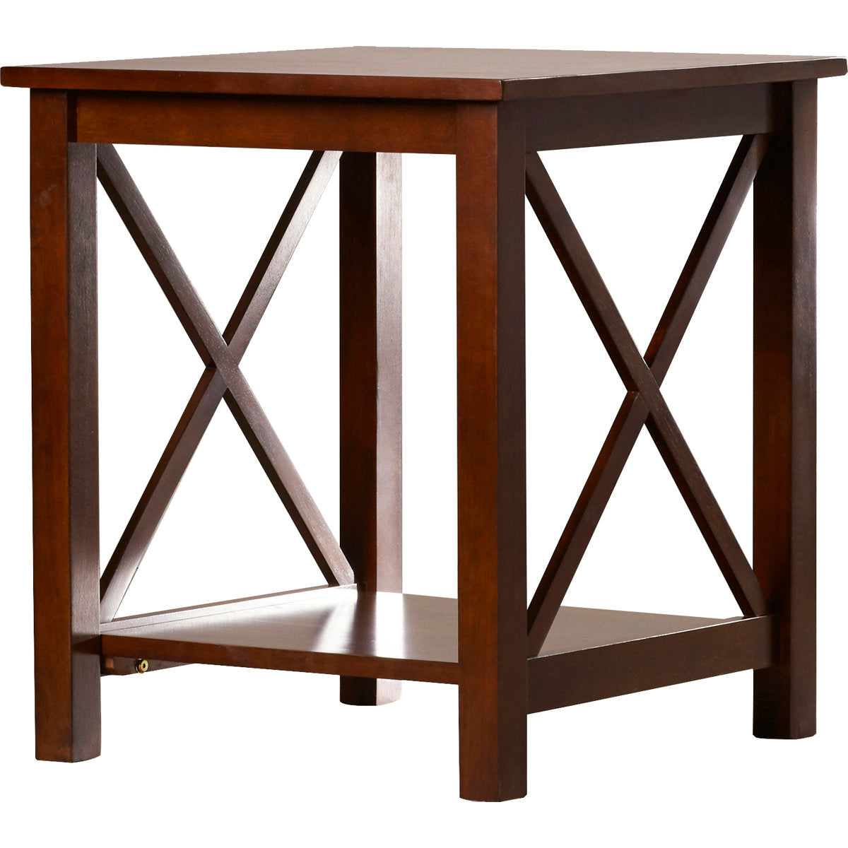 End Table, Solid Rubberwood with 1 Shelf, Espresso