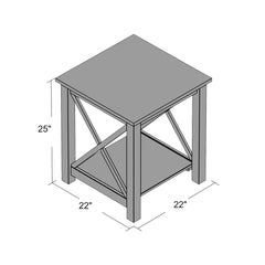End Table, Solid Rubberwood with 1 Shelf, Espresso