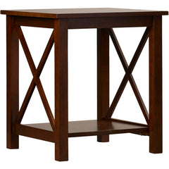 End Table, Solid Rubberwood with 1 Shelf, Espresso