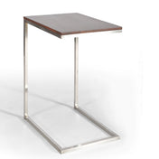 End Table, Solid Walnut Top, Brushed Stainless Steel Base