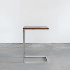 End Table, Solid Walnut Top, Brushed Stainless Steel Base