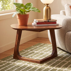 End Table, Solid Walnut with Brown Free-Form Top