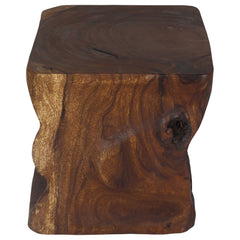 End Table, Solid Walnut Wood in Brown with Lower Shelf