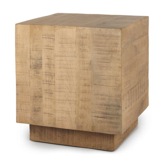 End Table, Solid Wood, 22 In Square Block Base