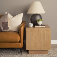 End Table, Solid Wood, 22 In Square Block Base