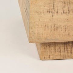 End Table, Solid Wood, 22 In Square Block Base