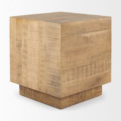 End Table, Solid Wood, 22 In Square Block Base