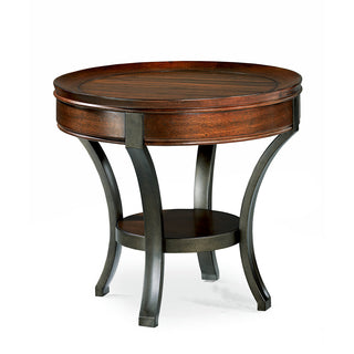End Table, Solid Wood Top, Steel Base, Reddish Brown