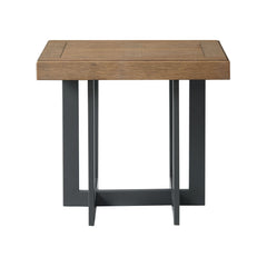 End Table, Solid Wood with Brown Top and Black Frame Base
