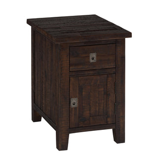 End Table, Solid Wood with Drawer and Cabinet in Deep Chocolate