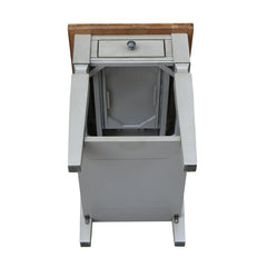 End Table, Solid Wood with Drawer and Shelf in Hickory and Stone