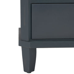 End Table, Solid Wood with Drawers, Steel Teal