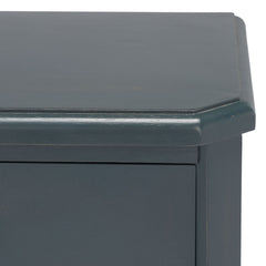 End Table, Solid Wood with Drawers, Steel Teal