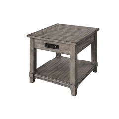 End Table, Solid Wood with One Drawer and USB Charging Port