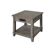 End Table, Solid Wood with One Drawer and USB Charging Port