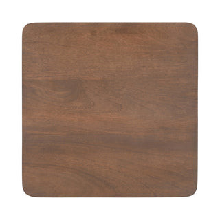 End Table, Square Solid Mango Wood with Brown Finish