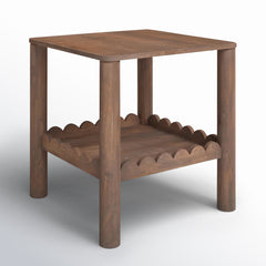 End Table, Square Solid Mango Wood with Brown Finish