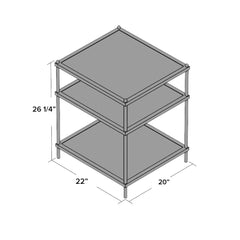 End Table, Tempered Glass with Two Shelves