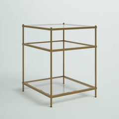 End Table, Tempered Glass with Two Shelves