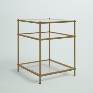 End Table, Tempered Glass with Two Shelves