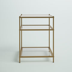 End Table, Tempered Glass with Two Shelves
