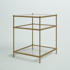 End Table, Tempered Glass with Two Shelves