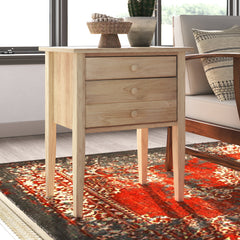 End Table, Two Drawers, 29 in Tall with Unfinished Solid Wood