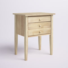 End Table, Two Drawers, 29 in Tall with Unfinished Solid Wood