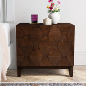 End Table with 2 Drawers and USB Charging Station in Walnut