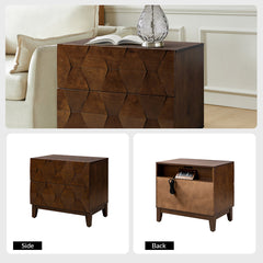 End Table with 2 Drawers and USB Charging Station in Walnut