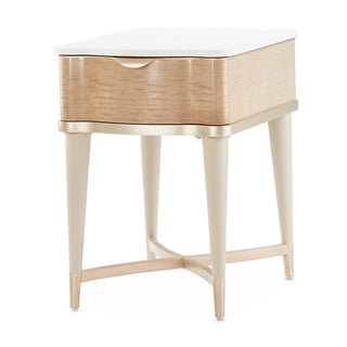 End Table with Beige Marble Top and Blush Base