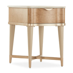 End Table with Beige Marble Top and Blush Base