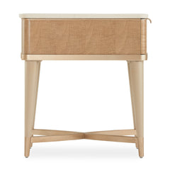 End Table with Beige Marble Top and Blush Base