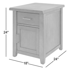 End Table with Drawer and Cabinet in Solid Wood, Dark Brown